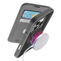 Cellularline Daily Mag - iPhone 16 Pro Max Buchhülle mit halbdurchsichtigem Hartdeckel, kompatibel mit dem Magsafe®-Ökosystem, Folio, Apple, iPhone 16 Pro Max, 17,5 cm (6.9"), Schwarz