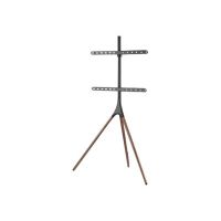 Manhattan TV & Monitor Mount, Tripod Floor Stand, 1 screen, Screen Sizes: 37-65", Black, VESA 200x200 to 600x400mm, Max 32kg, LFD, Lifetime Warranty - Aufstellung - Stativ - für Flachbildschirm - tragbar - Aluminium, Stahl, Walnussholz, Gummifüße - Schwar