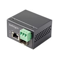 StarTech.com PoE + Industrial Media Converter 30W - Medienkonverter LWL Kupfer - Singlemode-/Multimode Glasfaser auf Kupfer Gigabit Ethernet - Mini/Kompaktgröße - IP-30/ -40&deg;C bis 75&deg;C (IMC1GSFP30W)