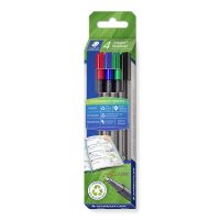 STAEDTLER 334 RC4, Schwarz, Blau, Grün, Rot, Fein, Mehrfarbig, Polypropylen (PP), Recycelbarer Kunststoff, Dreieck, Tinte auf Wasserbasis