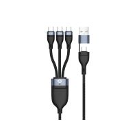 Conceptronic ETTA06B15C 3-in-1 USB-C-Datenkabel, 1,5 m, 100 W Schnellladung, USB 2.0, 5 A, mit E-Mark-Chip, 1,5 m, USB A/USB C, 3 x USB C, USB 2.0, 0,48 Gbit/s, Schwarz