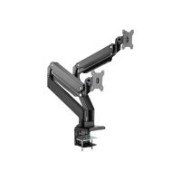 ROLINE Dual LCD Monitor Stand Pneumatic - Befestigungskit (Spannbefestigung für Tisch, 2 einstellbare Arme)