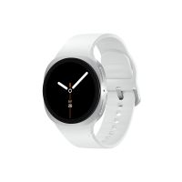 Samsung Galaxy Watch8 - 40 mm - silber - intelligente Uhr mit Sportband - Gummi - weiß - Bandgröße: S/M - Anzeige 3.4 cm (1.34")