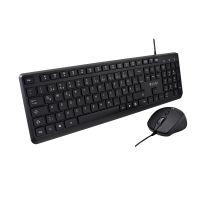 V7 CKU350FR – Set aus USB-Tastatur und -Maus – FR-Layout, Volle Größe (100%), Kabelgebunden, USB, AZERTY, Schwarz, Maus enthalten