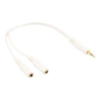 InLine Klinken Y-Kabel - 3,5mm ST an 2x 3,5mm BU - Stereo - weiß/vergoldet - 0,1m