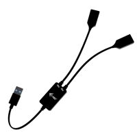 i-tec USB-A Cable HUB 2 port (2x USB-A), 0,1 m, USB A, 2 x USB A, USB 3.2 Gen 1 (3.1 Gen 1), 5 Gbit/s, Schwarz