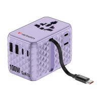 Verbatim Charge 'n' Travel - Netzteil - GaN III, universal, with retractable USB-C cable - 100 Watt - 10 A - QC 4.0+, QC 3.0, Fast Charge, Power Delivery 3.0 + PPS, USB BC 1.2, Apple Fast Charge - 5 Ausgabeanschlussstellen (3 x USB-C, 2 x USB)