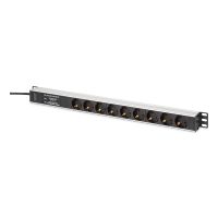 DIGITUS DN-95438, 1U, Horizontal/Vertikal, ABS Synthetik, Aluminium, Schwarz, Silber, Schwarz, 9 AC-Ausgänge