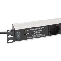 DIGITUS Steckdosenleiste mit Aluminiumprofil und Überspannungsschutz, integrierter Netzfilter, 7-fach Schutzkontaktsteckdose, 2 m Zuleitung Schutzkontaktstecker