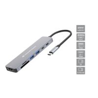 Conceptronic DONN28G 7-in-1 USB 3.2 Gen 1 Dockingstation, 4K60Hz HDMI, USB-A 5Gbps x 2, USB-C 5Gbps, SD, TF/MicroSD, 100W USB PD, Kabelgebunden, USB 3.2 Gen 1 (3.1 Gen 1) Type-C, 100 W, Grau, MicroSD (TransFlash), SD, 5 Gbit/s