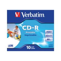 Verbatim 10 x CD-R - 700 MB (80 Min) 52x - mit Tintenstrahldrucker bedruckbare Oberfläche, breite bedruckbare Oberfläche - Jewel Case (Schachtel)