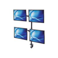 Manhattan TV & Monitor Mount, Desk, Double-Link Arms, 4 screens, Screen Sizes: 10-27", Black, Stand or Clamp Assembly, Quad Screens, VESA 75x75 to 100x100mm, Max 8kg (each)