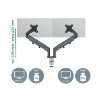 Esselte Leitz Ergo - Befestigungskit (spring-assisted dual arm) - für 2 LCD-Displays - space saving - Metall - Dunkelgrau - Bildschirmgröße: 43.2-81.3 cm (17"-32")