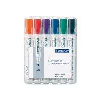 STAEDTLER Lumocolor - Marker - für Glas, Whiteboard, Porzellan - Schwarz, Rot, Blau, Grün, Orange, Violett - 2 mm (Packung mit 6)