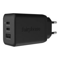 Fairphone Netzteil - 65 Watt - PD 3.0, PD/PPS 3.3, PE 2.0+, QC 2.0, QC 3.0, QC 4.0+, Apple Fast Charge, Huawei Fast Charge, SCP, FC - 3 Ausgabeanschlussstellen (USB, 2 x USB-C)