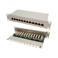 LogiLink Patch Panel Desktop - Patch Panel - CAT 6 - STP - RJ-45 X 12 - Grau, RAL 7035 - 25.4 cm (10")