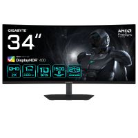 Gigabyte G34WQC2 34” WQHD Curved Gaming-Monitor - 3440 x 1440, 1500R, 200Hz, 1ms, 450 cd/m², AMD FreeSync Premium, DisplayHDR 400, HDMI 2.0, Displayport 1.4, 86,4 cm (34"), 3440 x 1440 Pixel, UltraWide Quad HD, LED, 1 ms, Schwarz