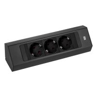 Bachmann CASIA 2, 3 x Type F, CEE 7/3, 2P, Schrauben, Tisch/Wand, Schwarz
