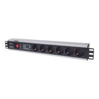 Intellinet 19" 1.5U Rackmount 6-Way Power Strip - German Type", With On/Off Switch and Surge Protection, 3m Power Cord - Steckdosenleiste (Rack - einbaufähig)