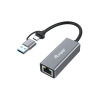 Equip USB-C auf 2,5 Gigabit Ethernet Netzwerk (USB-C+A) Adapter, Kabelgebunden, USB Type-A/USB Type-C, Ethernet, 2500 Mbit/s, Grau
