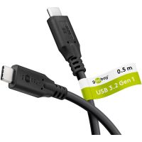 Goobay 74698, 0,5 m, USB C, USB C, USB 3.2 Gen 1 (3.1 Gen 1), 5 Gbit/s, Schwarz