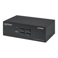 Manhattan HDMI KVM Switch 4-Port, 4K@30Hz, USB-A/3.5mm Audio/Mic Connections, Cables included, Audio Support, Control 4x computers from one pc/mouse/screen, USB Powered, Black, Three Year Warranty, Boxed