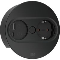 Bachmann 946.104, Type F + USB A + USB C, Desktop eingebettet, 4 cm, Tisch/Bank, Schwarz, Metall, Kunststoff