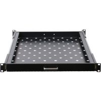 Rockstable 1 HE 19" Fachboden Ausziehbar, Regalboden, Schwarz, SPCC, Stahl, 20 kg, 1U, Oval