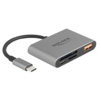 Delock 91016, MicroSD (TransFlash), SD, Grau, 10000 Mbit/s, Metall, USB 3.2 Gen 2 (3.1 Gen 2) Type-C, 40 mm