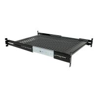 StarTech.com 2HE ausziehbarer Rack-Fachboden belüftet - 22.7kg - 19 Serverschrank Rack-Shelf - Schwarz - Rack - Regal - 1U - 48.3 cm (19")
