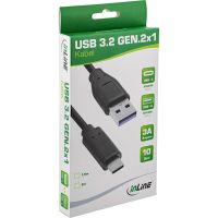InLine USB 3.2 Gen.1x2 Kabel - USB-C Stecker an A Stecker - schwarz - 2m