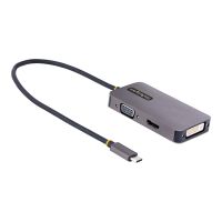 StarTech.com USB C Video Adapter, USB C to HDMI DVI VGA Adapter, Up to 4K 60Hz, Aluminum, Multiport Video Display Adapter for Laptops, Thunderbolt 3/4 Compatible, USB Type C Monitor Adapter - USB C Travel Adapter (118-USBC-HDMI-VGADVI)
