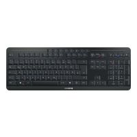 Cherry Stream keyboard ultimate, Verkabelt & Kabellos, USB + RF Wireless + Bluetooth, Scherenschalter, QWERTZ, LED, Schwarz
