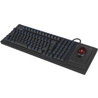 KeySonic KSK-8202ELU-T (US) mechanische Full-Size Tastatur mit großem Trackball, US Layout, Hintergrundbeleuchtung, USB, schwarz, Volle Größe (100%), Kabelgebunden, USB, Mechanischer Switch, QWERTY, Schwarz