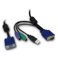 Inter-Tech 88887250, 3 m, PS/2, PS/2, VGA, Schwarz, Blau, VGA, USB, 2x PS/2