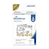 MEDIARANGE Kunststoff-Schriftbandkassette, für/ersetzt Brother® TZ-211/TZe-211, permanent haftend, 6mm, 8m, laminiert, schwarz auf weiß, Schwarz, Tintenstrahl, Dauerhaft, Brother P-Touch 1000, 1010, 1080, 1090, 1260VP, 1280, 1280DT, 1290, 1750, 1830VP, 18