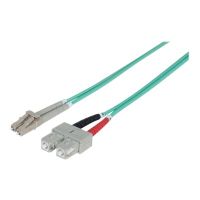 Intellinet Fiber Optic Patch Cable, OM3, LC/SC, 1m, Aqua, Duplex, Multimode, 50/125 µm, LSZH, Fibre, Lifetime Warranty, Polybag - Patch-Kabel - SC multi-mode (M)