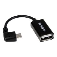 StarTech.com Micro USB rechts gewinkelt auf USB OTG Adapter Stecker / Buchse - Micro USB zu USB Kabel 12cm - On The Go Kabel - Schwarz - USB-Adapter - USB (W)