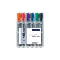 STAEDTLER Lumocolor - Marker - Schwarz, Rot, Blau, Grün, Orange, Violett - wasserbasierte Tinte - 2-5 mm (Packung mit 6)