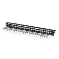DIGITUS Modulares Patch Panel, 24-Port bestückt mit 24x DN-93615, RJ-45, Cat6a, Schwarz, SPCC, Rackeinbau, 1U