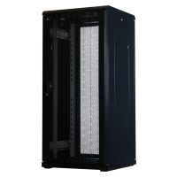 Rockstable 27 HE 19" Serverschrank mit Gitternetztür, Freistehendes Gestell, 27U, 800 kg, Sperrschloss, Ablageschienen, Verstellbare Füße