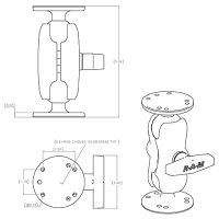 Datalogic RAM RAM-101U-B - Befestigungskit (Doppelmuffenarm, Kugelverbindung, runde Basisplatte)