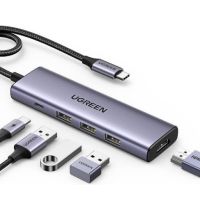 Ugreen 15596, Kabelgebunden, USB 3.2 Gen 1 (3.1 Gen 1) Type-A + Type-C, 100 W, Aluminium, 5 Gbit/s, USB