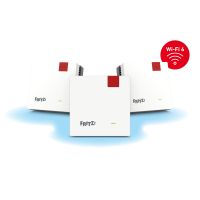 FRITZ! Mesh Set FRITZMESH SET 1600 3-PACK EDITION INTERNATIONAL, Rot, Weiß, Intern, Mesh-System, System, Dual-Band (2,4 GHz/5 GHz), Wi-Fi 6 (802.11ax)