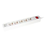 Equip Life - Version 1 - Steckdosenleiste - Wechselstrom 250 V - 3500 Watt - Eingabe, Eingang Typ F - Ausgangsanschlüsse: 5 (2 x USB, 5 x Strom Typ F)