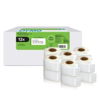 Dymo Original LabelWriter Rücksendeadressetiketten | 25mm x 54mm | 12 Rollen mit je 500 leicht ablösbaren Etiketten (6.000 Stück) | selbstklebend | Beschriftungsgerät für LabelWriter Etikettendrucker, Weiß, Universal, Rechteck, LabelWriter 550, 550 Turbo,