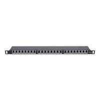 Intellinet Patch Panel, Cat6a, FTP, 24-Port, 19", 0.5U, Shielded, 90° Top-Entry Punch Down Blocks, Black - Patch Panel - Rack montierbar - CAT 6a - FTP - RJ-45 X 24 - Schwarz - 0.5U - 48.3 cm (19")