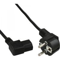 InLine Netzkabel - Schutzk. gew. / Kaltgerätest. C13 links abgew. - schwarz - 0,5m