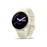 Garmin vívoactive 6 - 42 mm - lunar-gold-anodisiertes Aluminium - intelligente Uhr mit Band - Silikon - Knochen - Handgelenkgröße: 125-190 mm - Anzeige 3.04 cm (1.2")