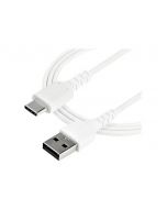 StarTech.com 1m USB-A auf USB-C Ladekabel - Dauerhaftes USB 2.0 auf USB Typ-C Datenübertragungs- und Schnellladekabel - Robuster TPE-Mantel Aramidfaser, M/M, 3A - Weiß (RUSB2AC1MW)